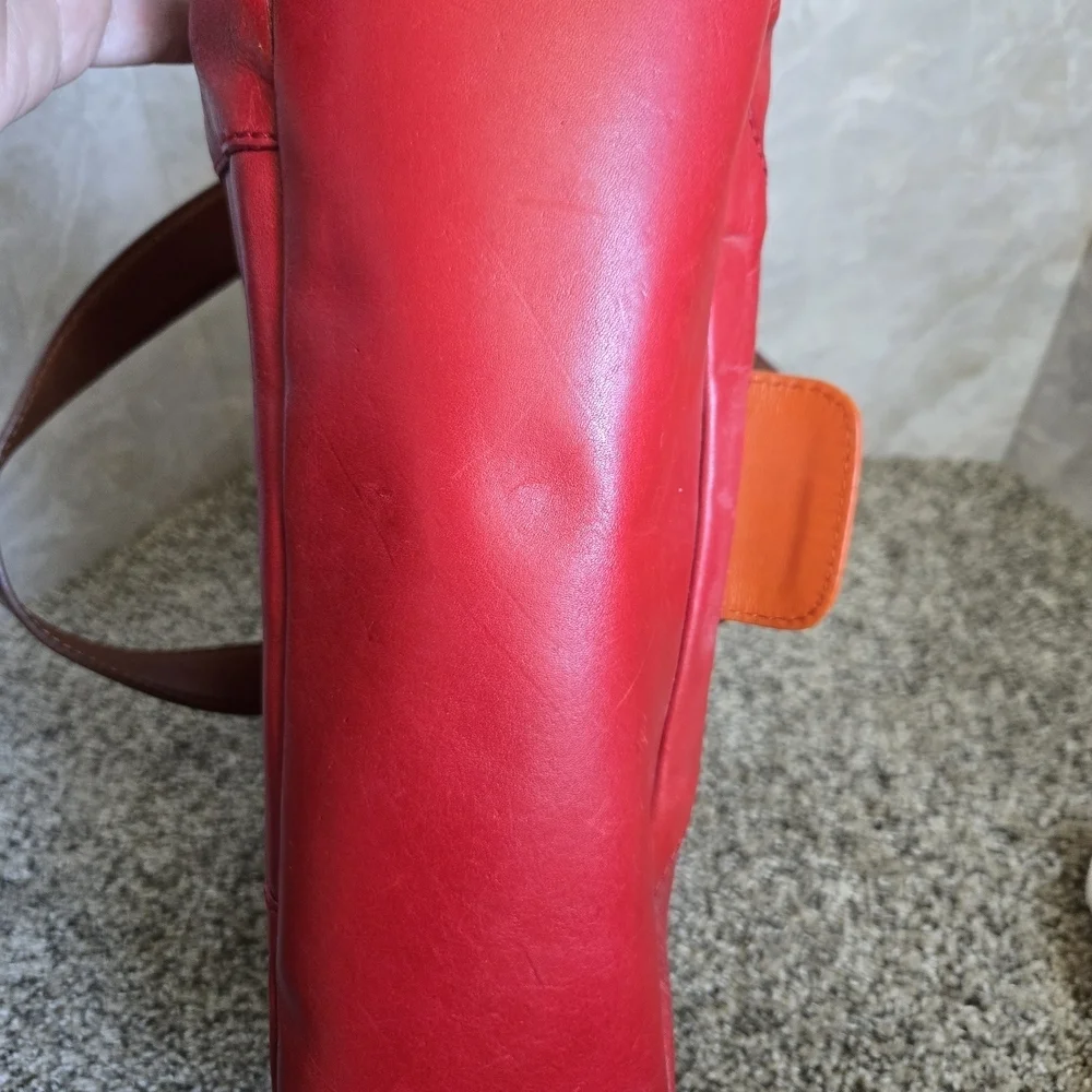 Kate Spade Red and Orange Leather Tote Bag